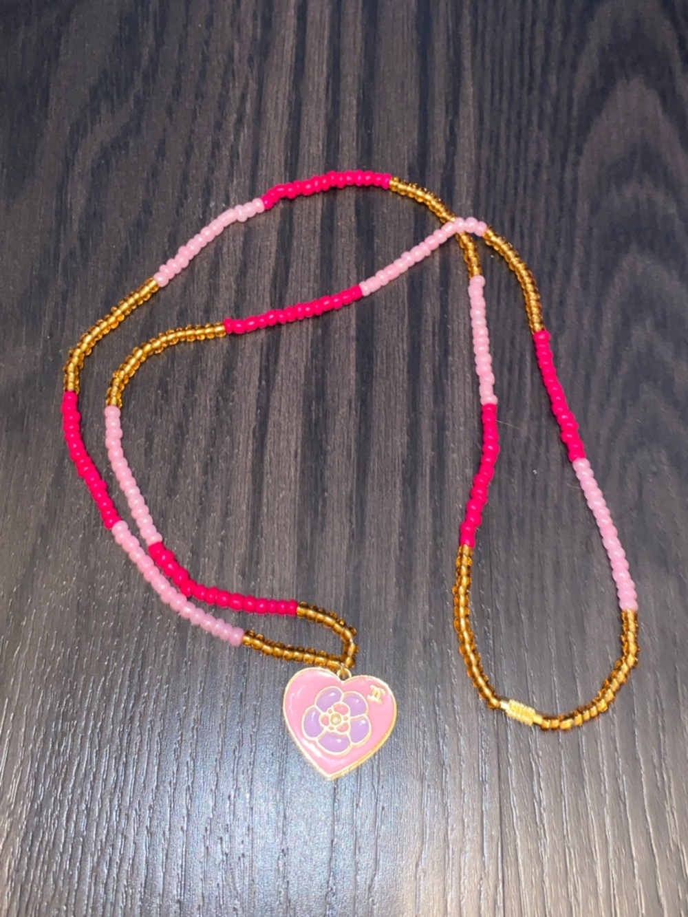 Luxury Pink Heart Waist Beads with Gold Accents - 34 Inches